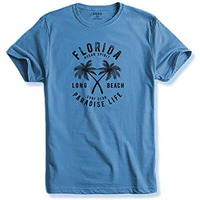 Adro Florida Paradise Life Mens Printed T-Shirt (S, Sky Blue)