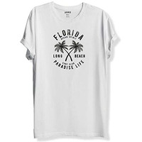 Adro Florida Paradise Life Mens Printed T-Shirt (L, White)
