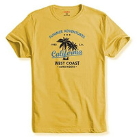 Adro Summer Adventures California Mens Printed T-Shirt (Rnr-M-Cll-Ly_Light Yellow_M)