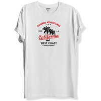 Adro Summer Adventures California Printed T-Shirt For Men (S, White)