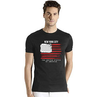 Adro Men's Usa American Flag Printed Cotton T-Shirts (Rnr-M-Nww-Bl_Black_M)