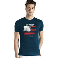 Adro Men's Usa American Flag Printed Cotton T-Shirts (Rnr-M-Nww-Sb_Teal_Xl)