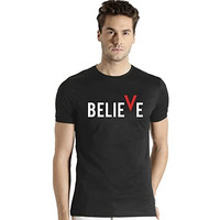 Adro Men's Believe Design Printed T-Shirt (2Xl, Black)