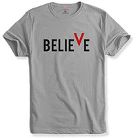 Adro Men's Believe Design Printed T-Shirt (S, Grey)
