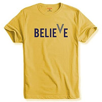 Adro Men's Believe Design Printed T-Shirt (Xl, Light Yellow)