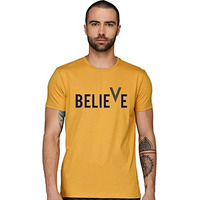 Adro Men's Believe Design Printed T-Shirt (Xl, Mustard)