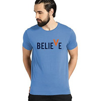Adro Men's Believe Design Printed T-Shirt (Xl, Sky Blue)