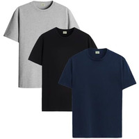 Adro T Shirts Pack Of 3 Mens Tshirts Cotton T Shirts For Men Pack Of 3 T Shirts Regular Fit Tshirts Combo T Shirts Solid Tshirt For Men | Rcm3-Pln-Bl-Nb-Gr-S