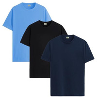 Adro Men's Solid Regular Fit T-Shirt (Rcm3-Pln-Bl-Nb-Sk_Black,Navy,Sky Blue