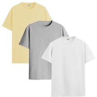 Adro T Shirts Pack Of 3 Mens Tshirts Cotton T Shirts For Men Pack Of 3 T Shirts Regular Fit Tshirts Combo T Shirts Solid Tshirt For Men | Rcm3-Pln-Ly-Wh-Gr-M