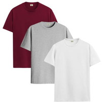 Adro T Shirts Pack Of 3 Mens Tshirts Cotton T Shirts For Men Pack Of 3 T Shirts Regular Fit Tshirts Combo T Shirts Solid Tshirt For Men | Rcm3-Pln-Mr-Wh-Gr-Xl