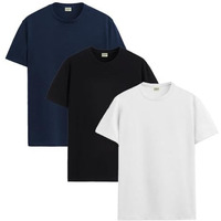 Adro T Shirts Pack Of 3 Mens Tshirts Cotton T Shirts For Men Pack Of 3 T Shirts Regular Fit Tshirts Combo T Shirts Solid Tshirt For Men | Rcm3-Pln-Nb-Bl-Wh-M Navy,Black,White
