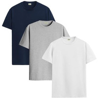 Adro T Shirts Pack Of 3 Mens Tshirts Cotton T Shirts For Men Pack Of 3 T Shirts Regular Fit Tshirts Combo T Shirts Solid Tshirt For Men | Rcm3-Pln-Nb-Wh-Gr-S