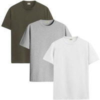 Adro T Shirts Pack Of 3 Mens Tshirts Cotton T Shirts For Men Pack Of 3 T Shirts Regular Fit Tshirts Combo T Shirts Solid Tshirt For Men | Rcm3-Pln-Ol-Wh-Gr-S