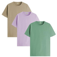 Adro Men's Solid Regular Fit T-Shirt (Rcm3-Pln-Pt-Be-Pu_Pista,Beige,Purple