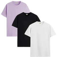 Adro Men's Solid Regular Fit T-Shirt (Rcm3-Pln-Pu-Bl-Wh_Purple,Black,White