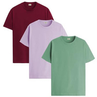 Adro Men's Solid Regular Fit T-Shirt (Rcm3-Pln-Pu-Mr-Pt_Purple,Maroon,Pista