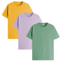 Adro Men's Solid Regular Fit T-Shirt (Rcm3-Pln-Pu-Mu-Pt_Purple,Mustard,Pista