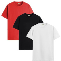 Adro Men's Solid Regular Fit T-Shirt (Rcm3-Pln-Rd-Bl-Wh_Red,Black,White