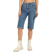 Nifty Women's Denim Straight Fit Cargo Capris (1461_Ice_30_Sky_Blue_30)