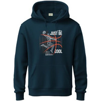 Adro Men's Cotton Blend Neck Hooded Sweatshirt (H24-Bcl-Sb_Teal