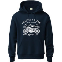 Adro Men's Cotton Blend Neck Hooded Sweatshirt (H24-Ame-Nb_Navy Blue