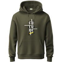 Adro Men's Cotton Blend Neck Hooded Sweatshirt (H24-Ftr-Ol_Olive