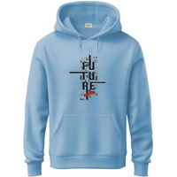 Adro Men's Cotton Blend Neck Hooded Sweatshirt (H24-Ftr-Sk_Sky Blue