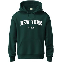 Adro Hoodie For Men, 320 Gsm Soft Cotton Hoodies, Long Lasting Prints New York Hoodie For Winter | Mens Hoodies | Sweatshirt For Men|H24-New-Grn-S Green
