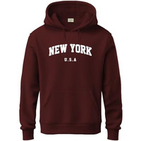 Adro Men's Cotton Blend Neck Hooded Sweatshirt (H24-New-Mr_Maroon