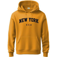Adro Men's Cotton Blend Neck Hooded Sweatshirt (H24-New-Mu-L_Mustard)
