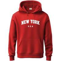 Adro Men's Cotton Blend Neck Hooded Sweatshirt (H24-New-Rd-L_Red)