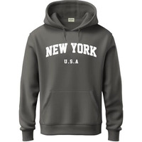 Adro Hoodie For Men, 320 Gsm Soft Cotton Hoodies, Long Lasting Prints New York Hoodie For Winter | Mens Hoodies | Sweatshirt For Men|H24-New-Sg-L Steel Grey