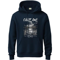 Adro Men's Cotton Blend Neck Hooded Sweatshirt (H24-Chill-Nb_Navy Blue