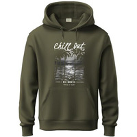 Adro Men's Cotton Blend Neck Hooded Sweatshirt (H24-Chill-Ol_Olive