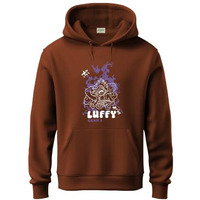 Adro Men's Cotton Neck Hooded Sweatshirt (H24-Luffy-Br_Downtown Brown