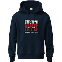 Adro Men's Cotton Blend Neck Hooded Sweatshirt (H24-Nyc-Nb_Navy Blue