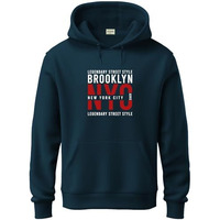 Adro Men's Cotton Blend Neck Hooded Sweatshirt (H24-Nyc-Sb_Teal