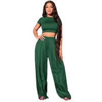 Kotty Women's Solid Co-Ord With Trousers(Green,L)