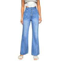 Kotty Women's Bootcut High-Rise Slash Knee Stretchable Jeans(Blue,28)