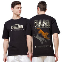 Adro Oversize T Shirt For Men | Drop Shoulder T Shirt | Mens Oversize T-Shirt | 220 Gsm Cotton Oversize Tshirt | Trendy Front And Back Printed T Shirt|Ovr24-L1-Chl-Bl-Xl Black
