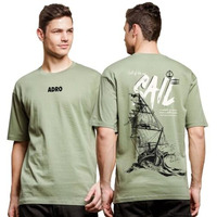 Adro Men's Solid Oversized Fit T-Shirt (Ovr24-L1-Sail-Ol_Olive