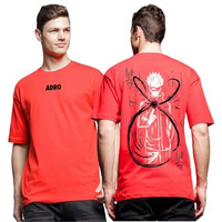 Adro Oversize T Shirt For Men | Drop Shoulder Cotton T Shirt | Anime Oversize T-Shirt | Luffy T Shirt Gear 5| Trendy Front And Back Printed T Shirt|Ovr24-L1-Ani-Rd-Xl Red