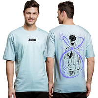 Adro Oversize T Shirt For Men | Drop Shoulder Cotton T Shirt | Anime Oversize T-Shirt | Luffy T Shirt Gear 5| Trendy Front And Back Printed T Shirt|Ovr24-L1-Ani-Sk-M Sky Blue