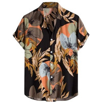 Om Sai Latest Creation Regular Fit Shirt For Men || Rayon Casual Shirt For Men || Tropical Leaf Printed Shirt For Men || Men Stylish Shirt With Preppy Short Sleeve || Shirt For Boys. (Medium, Black)