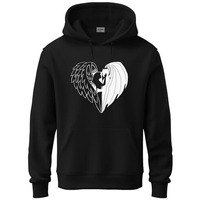 Adro Men's Cotton Neck Hooded Sweatshirt (H24-Devi-Bl_Black