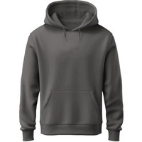 Adro Men's Cotton Neck Hooded Sweatshirt (H24-Pln-Sg_Steel Grey