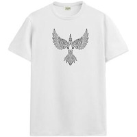 Adro Mens Bird Design Tshirt For Bird Lovers -Premium Cotton T Shirt With Vibrant Bird Design -Comfortable And Stylish Fit T-Shirt -White Color Tshirt|Rn24-Bird-Wh-L