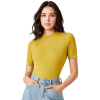 Kotty Women's Slim Fit Half Sleeve Ribbed T-Shirt(Yellow_Xl)