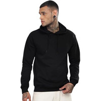 Adro Men's Cotton Neck Hooded Sweatshirt (H24-M-Pln-Bl_Black